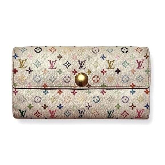 Louis Vuitton Takeshi Murakami White Monogram Multicolore Sarah Wallet - Picture 1 of 12